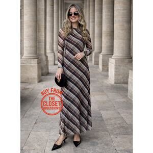 ZARA Plaid Long Sleeve Printed Maxi Dress NWT Size M